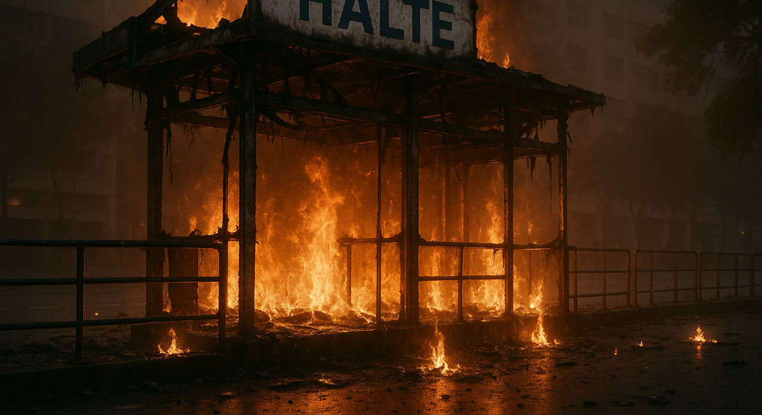 Ilustrasi halte dibakar saat demo